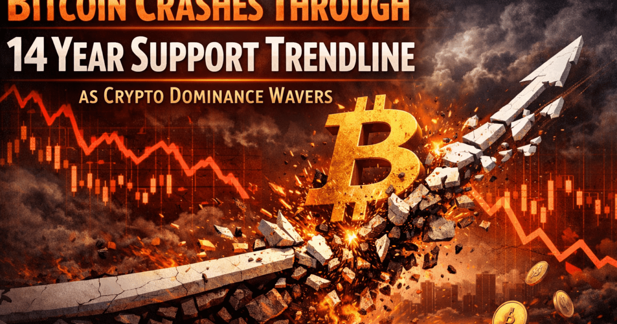 Bitcoin Crashes Through 14 Year Support Trendline as Crypto Dominance Wavers