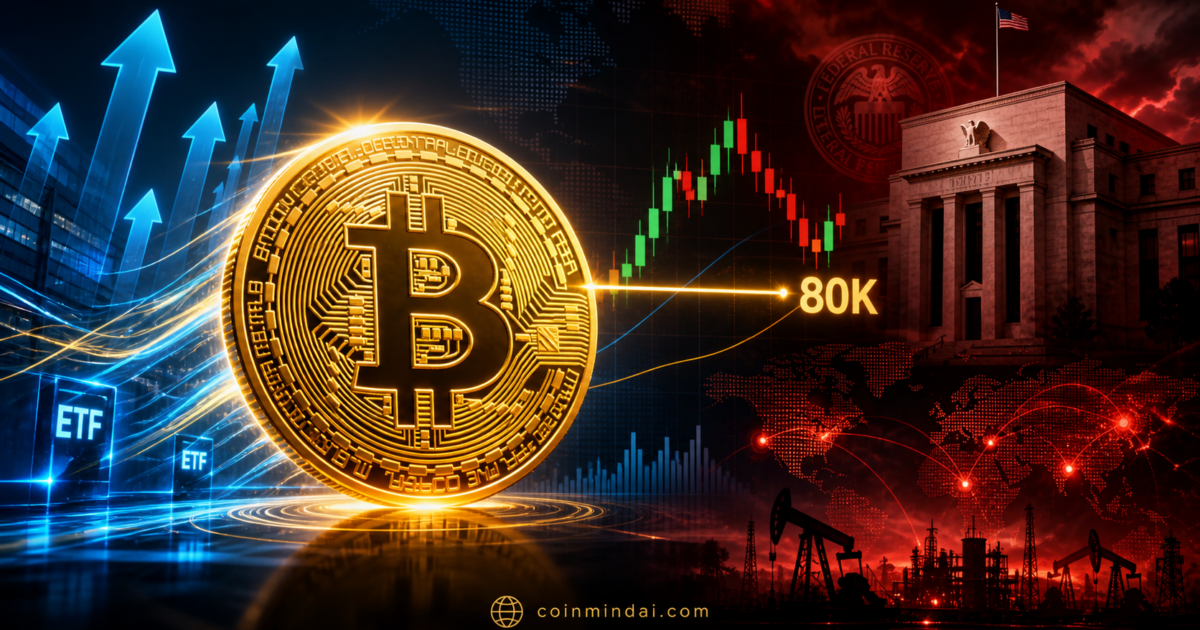 Bitcoin tests the $80,000 support level as ETF inflows rise while Fed policy and oil market risks pressure the crypto market.